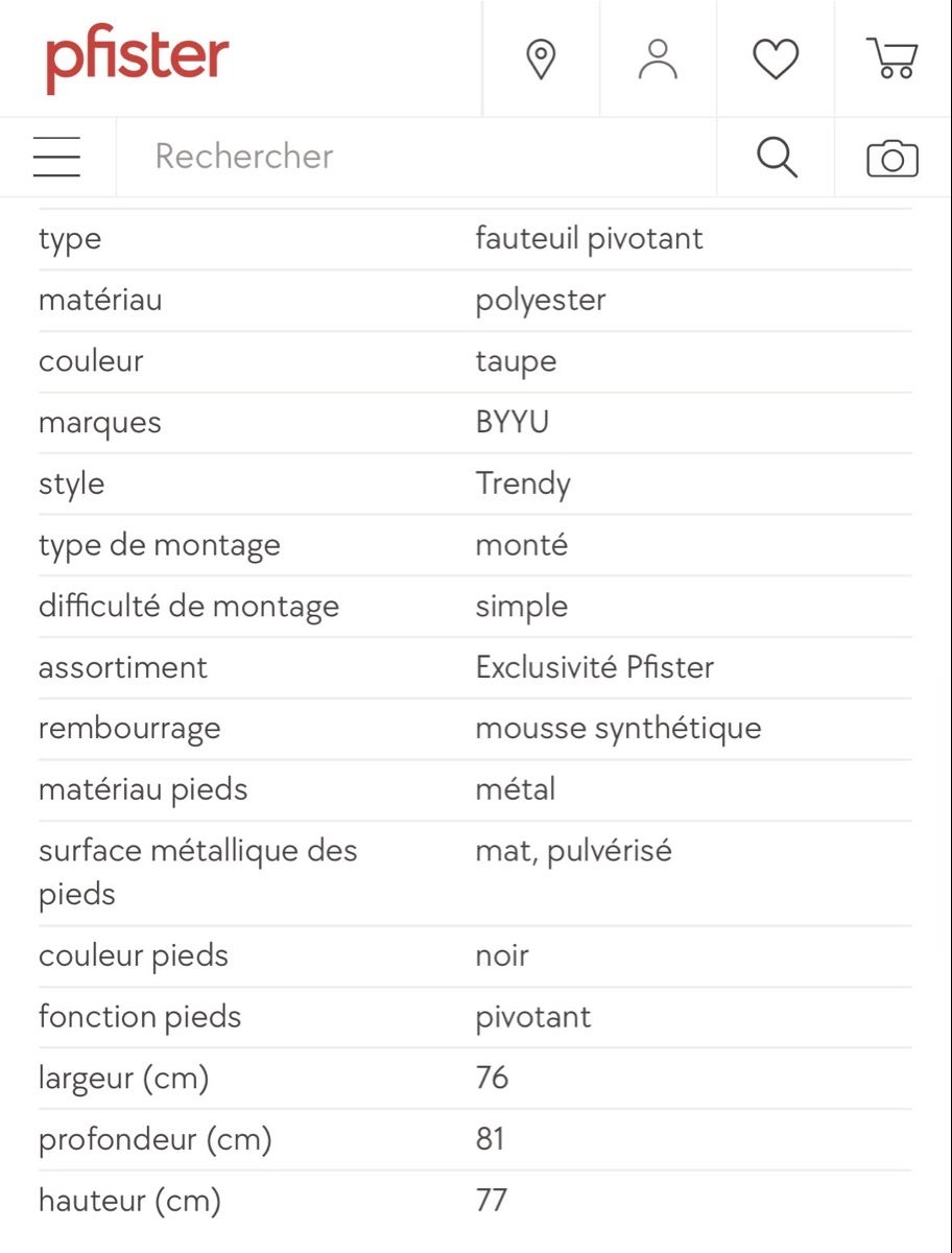 Pfister Fauteuils: Fauteuil pivotant  – Neuf avec emballage d'origine à Estavayer-le-Lac par tob_q2rt 3