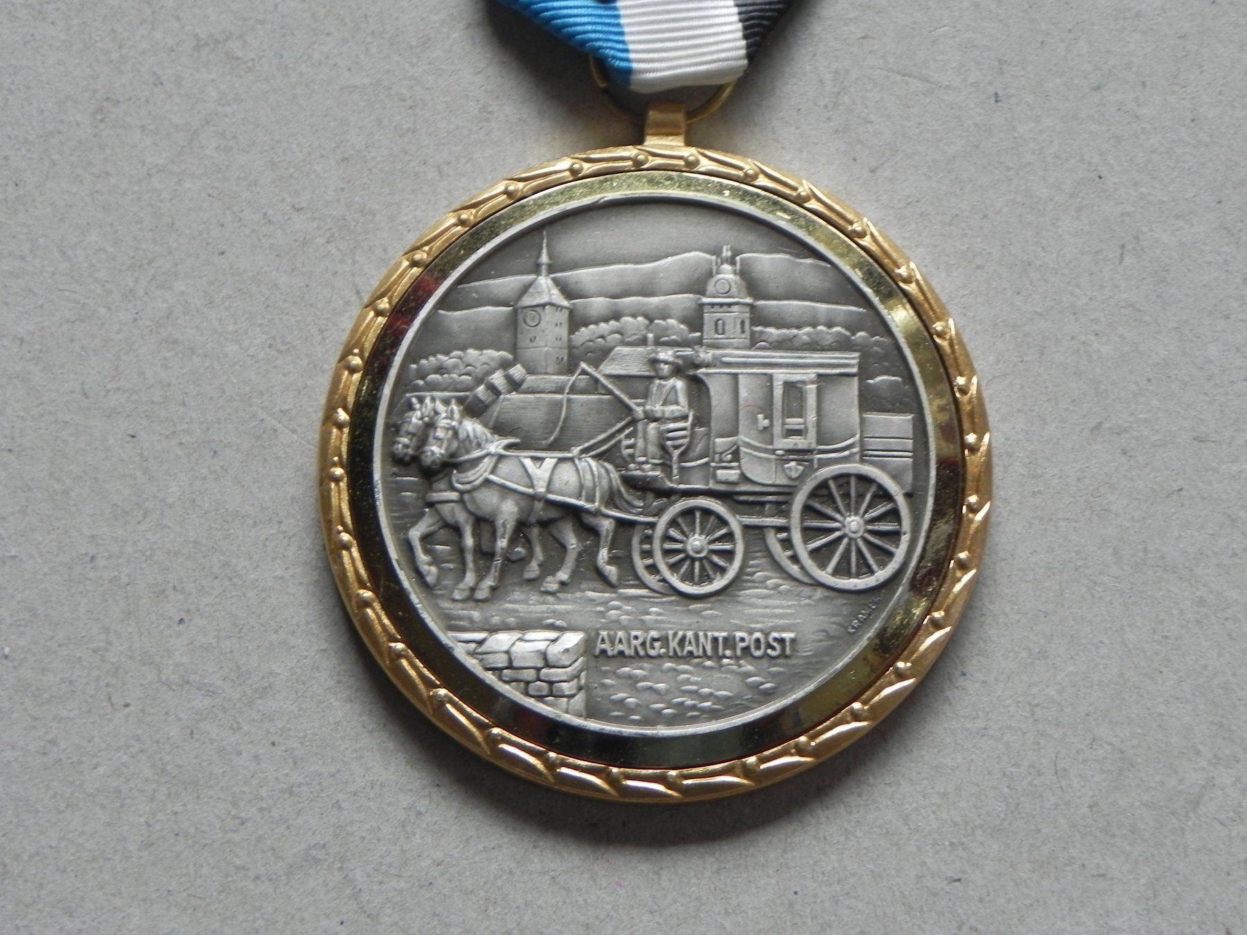 Medaglie: Medaille Postkutsche Kutsche Kanton Aargau AG Post 1991 – Usato da Siebnen venduto da krimsie