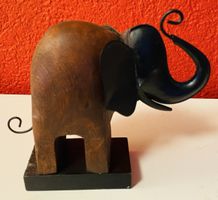 Dekorative Elefantenfigur aus Holz und Metall, Vintage