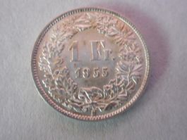 1 Fr. 1955 silber   rar   unz/stgl leichte Patina