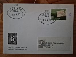 CH-Karte mit int.STempel Uetikon SBB aus 1985 gem.Bilder