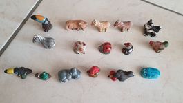 16 kleine Tiere Miniatur aus Ton und Porzellan