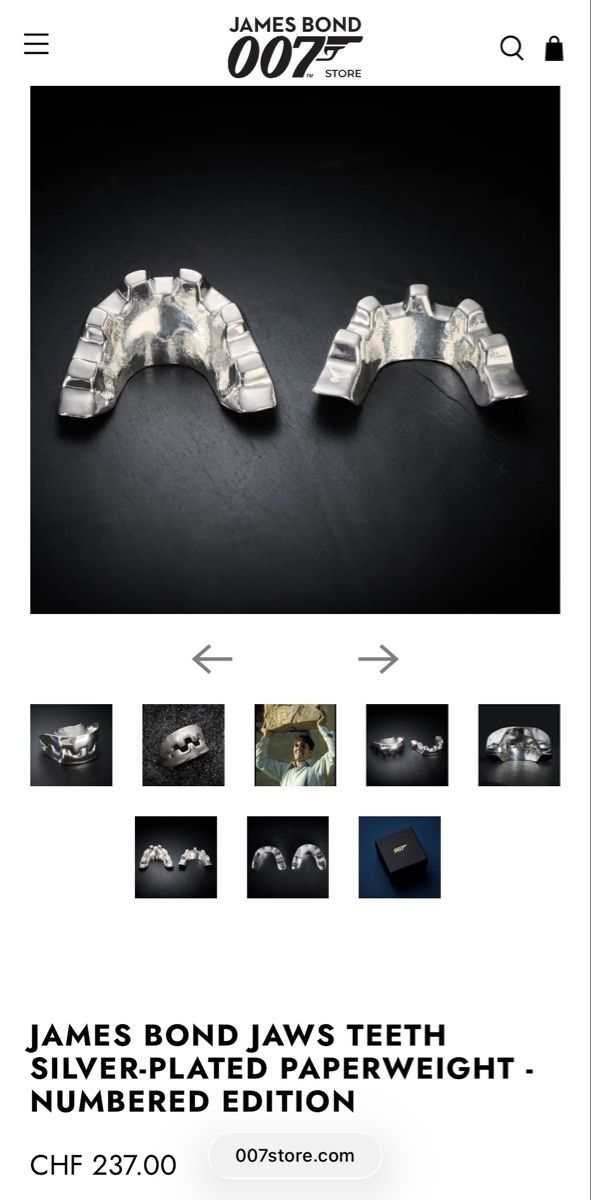 Volg Timbres & points: James Bond Jaws Teeth Silver-Plated  – D'occasion à Zürich par cri_dj55 5