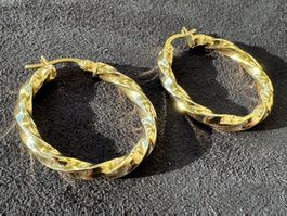GEDREHTE CREOLEN 26 MM GELBGOLD 375/9 KARAT
