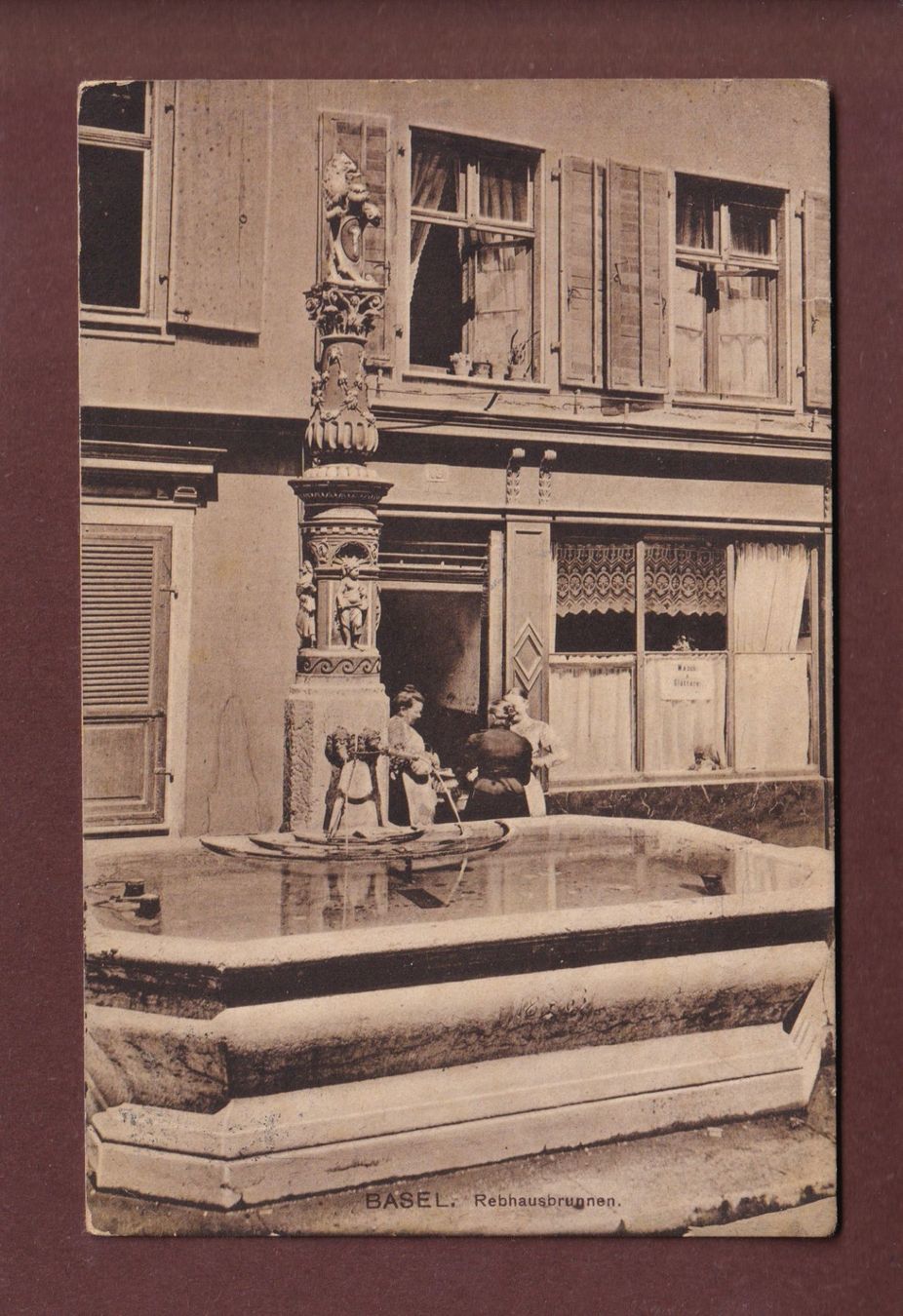 Ansichtskarten: BASEL - Rebhausbrunnen - 1918 – Gebraucht aus Pully von nicecards-shop