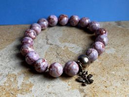 Armband Hellrosa Rodonith mit Libelle 20cm