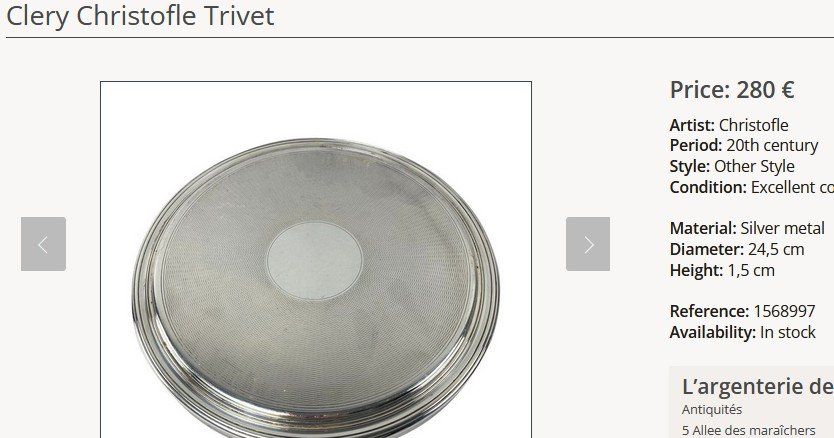 Pareti & Soffitti: Christofle Malmaison Tablett /  Plateau de table – Usato da Collonges venduto da arashee 1
