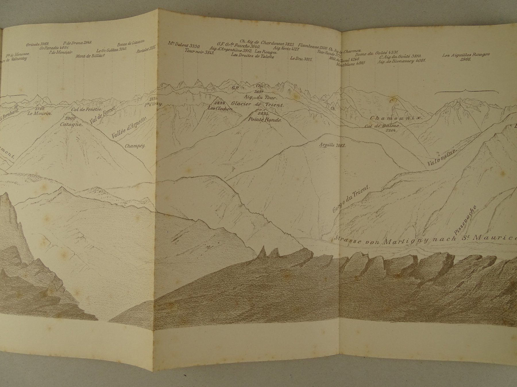 Cartine & Atlanti: PANORAMA VOM VOM GIPFEL DER DENT DE MORCLES 1882 – Usato da Grüningen venduto da Kartensammler 1