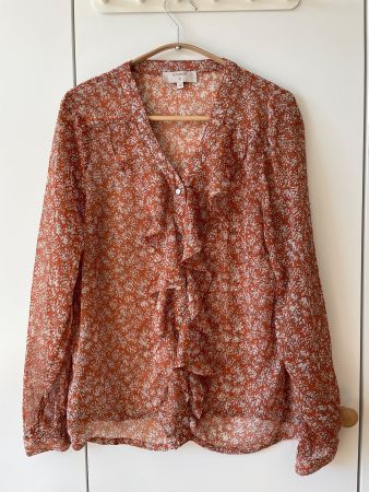 Romantische Bluse, Blumenmuster, Cream - Gr. 38