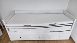 Tagesbett mit 2x Matratze und 3 Schubladen - Weiss, Top