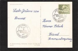 75 Jahre Gotthardbahn ( Stempel ) , 21.6.1957 auf AK