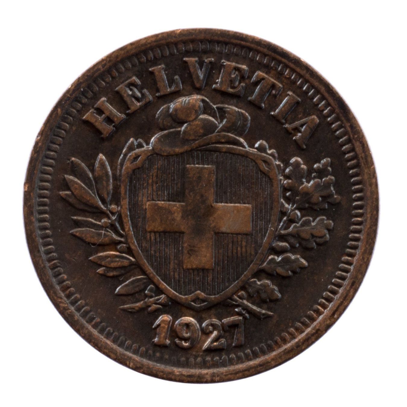 Tutti le monete: Schweiz / Suisse - 1 Rappen - 1927 STGL – Usato da Rotkreuz venduto da Swiss-Coins