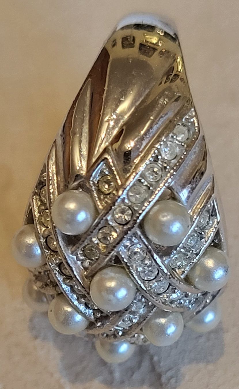 Ringe: Bague élégante argentée avec perles et strass, Taille 54 – Gebraucht aus Romont FR von Glonounou 4