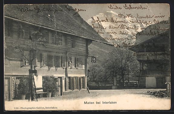 Cartoline postali: Matten b. Interlaken, Ortspartie mit Woh – Usato da Berlin venduto da bartko-reher