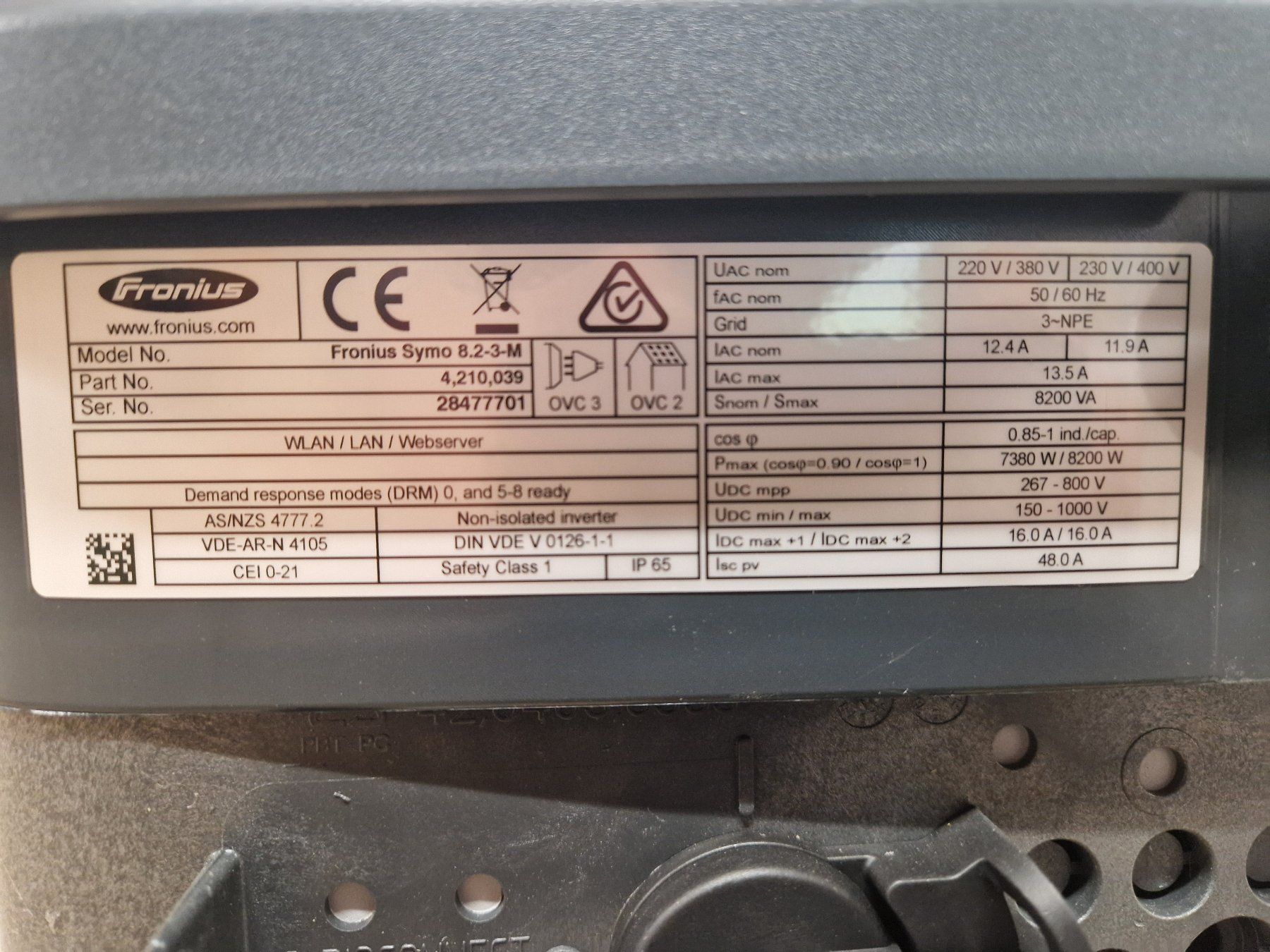 Fronius Inverter: Fronius Symo 8.2-3-M Wechselrichter - Gebraucht – Usato da Mühlethurnen venduto da martk4 2