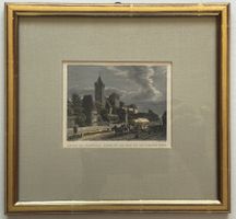 Druckgrafik von Nürnberg mit Goldrahmen