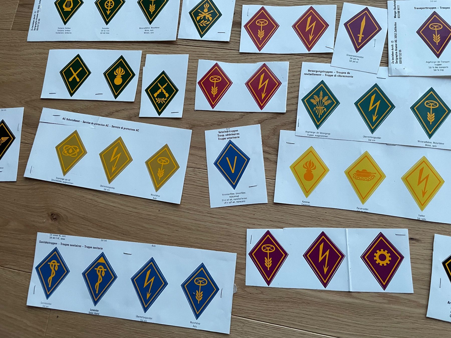 Sticker: Sammlung Aufkleber Schweizer Armee Funktion A 61 – Usato da Oberiberg venduto da stab 3