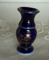 Mini Porzellanvase, Vase mit Goldrand, Puppenstube, kobalt