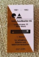 K207 SBB Bahn Billet Aeschbacher AG Worb  Nr. 620
