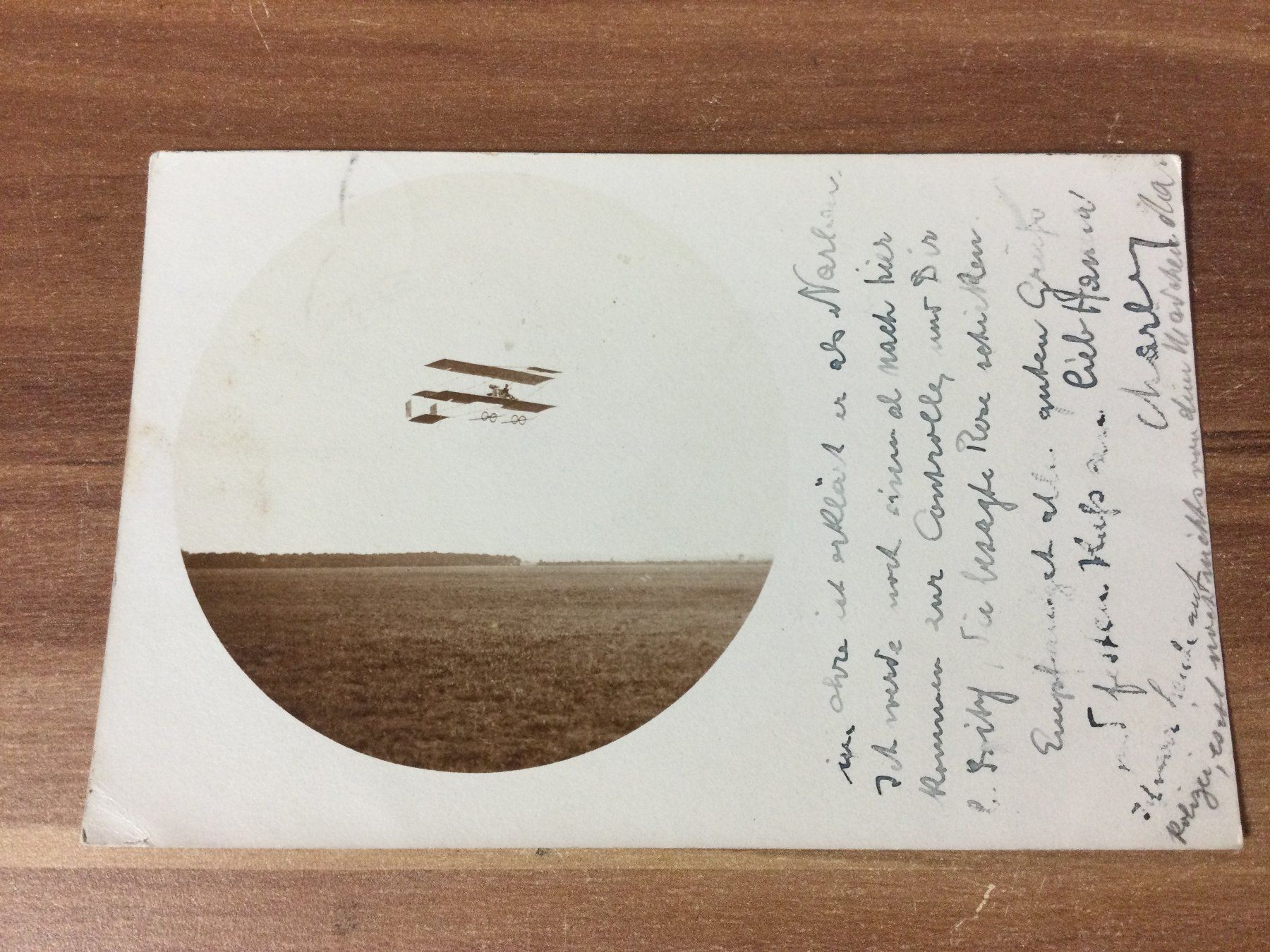 Ansichtskarten: Antike Ansichtskarte mit Doppeldecker Flugzeug ca. 1910 – Gebraucht aus Wangen SZ von kuriosum12