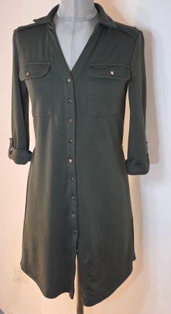 XS/S 34/36 OASIS leichtes casual Blusenkleid flaschengrün