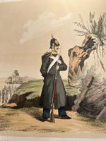 Antike Lithographie, Infanterie Preussen, um 1840, Rarität!
