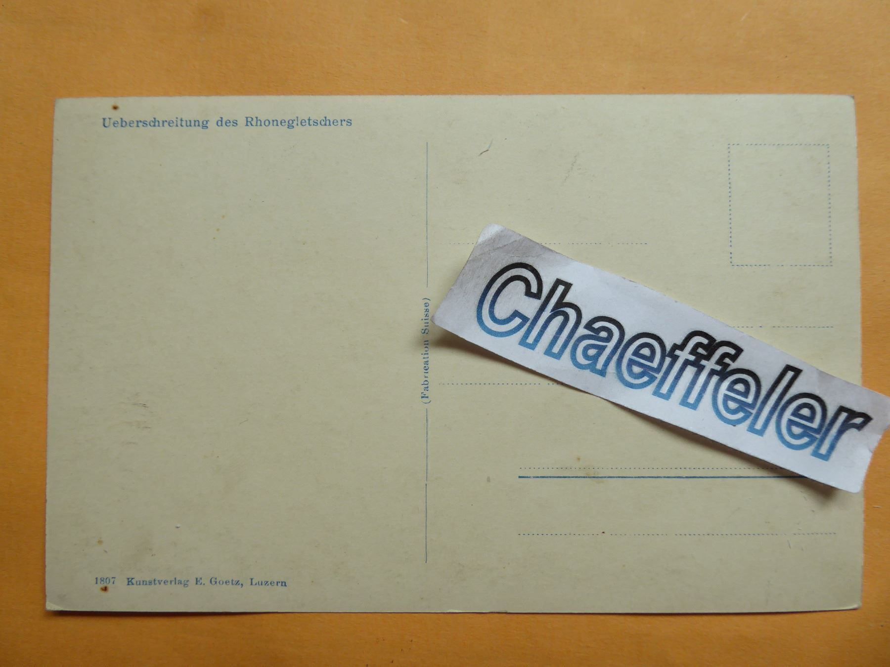 Cartes postales: Überschreitung des Rohnegletschers – Neuf (Voir description) à Zürich par Chaeffeler 1