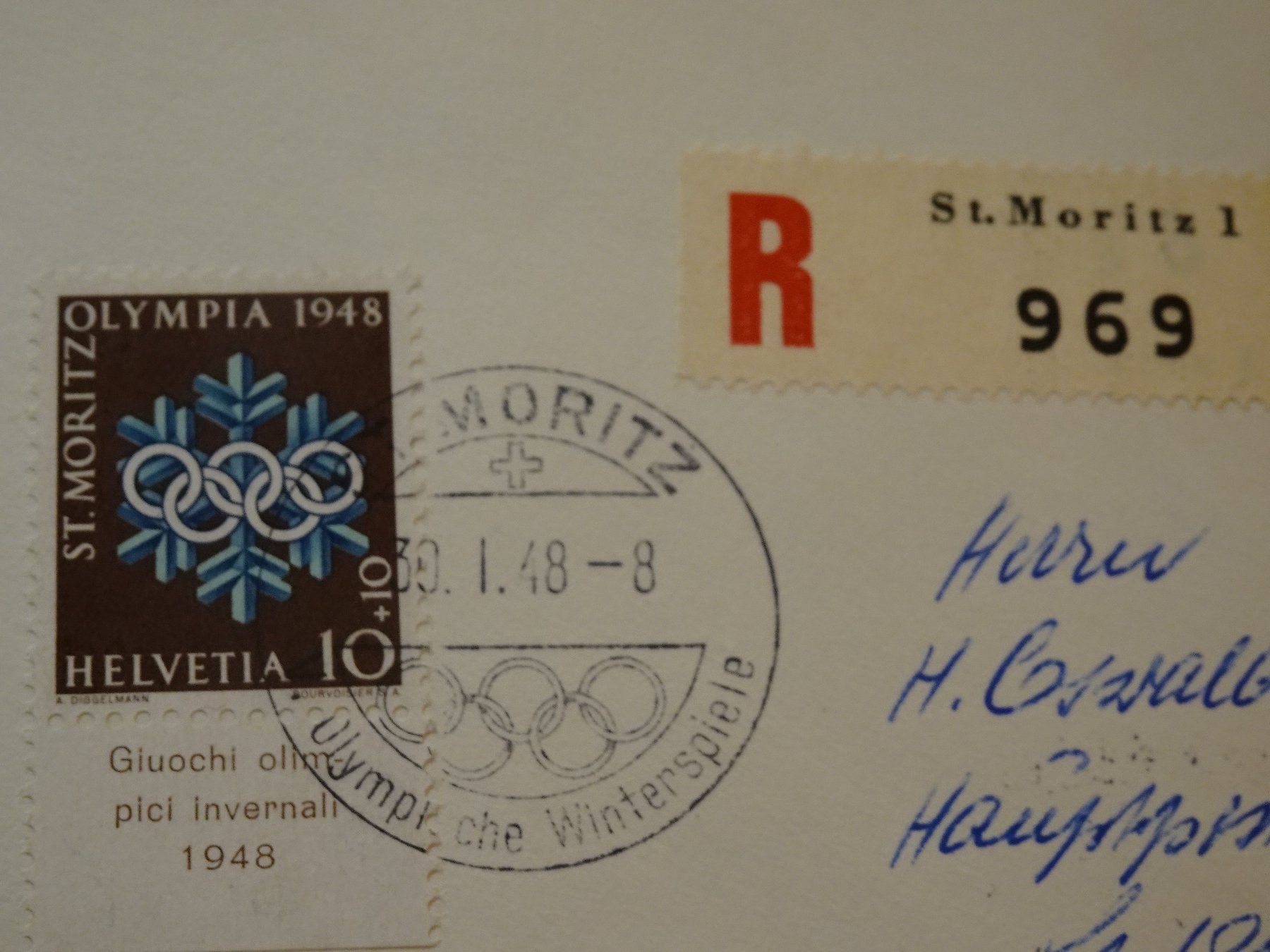Alle Briefmarken: 30.I.48., ST. MORITZ, OLYMPISCHE WINTERSPIELE, SATZ - BRIEF – Gebraucht aus Eschenbach SG von eDaisy 2