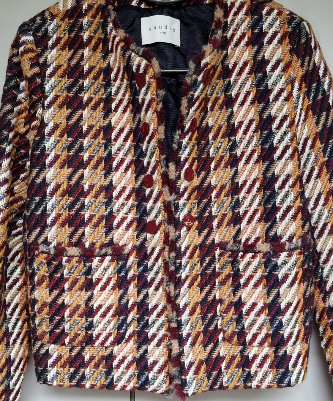 Sandro Jacken: Sandro Paris Blazer / kurze Jacke Houndstooth Tweed Gr. 36 – Neu (gemäss Beschreibung) aus Münchenstein von kittybox 2