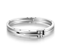 HERREN ARMBAND EDELSTAHL MASSIV ELEGANT SILBERFARBEN