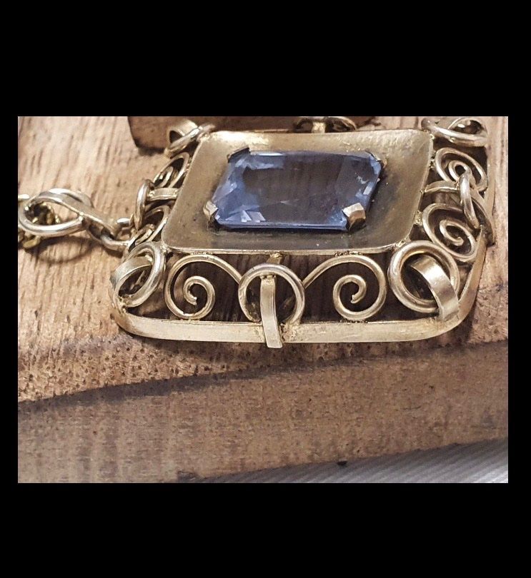 Catenine: Jugendstil Kette mit Topaz Anhänger – Usato da Regensdorf venduto da AHenter 1