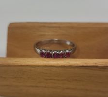 585 Weiss Gold Ring Mit Rubine