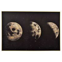 Tableau 3 Lunes dans l'espace, toile originale dorée. (59)