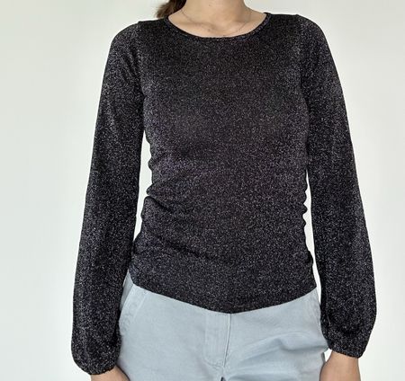 Langarmshirt Reserved schwarz Glitzer Grösse XS