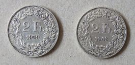 2 x Fr. 2.-  1939 und 1943
