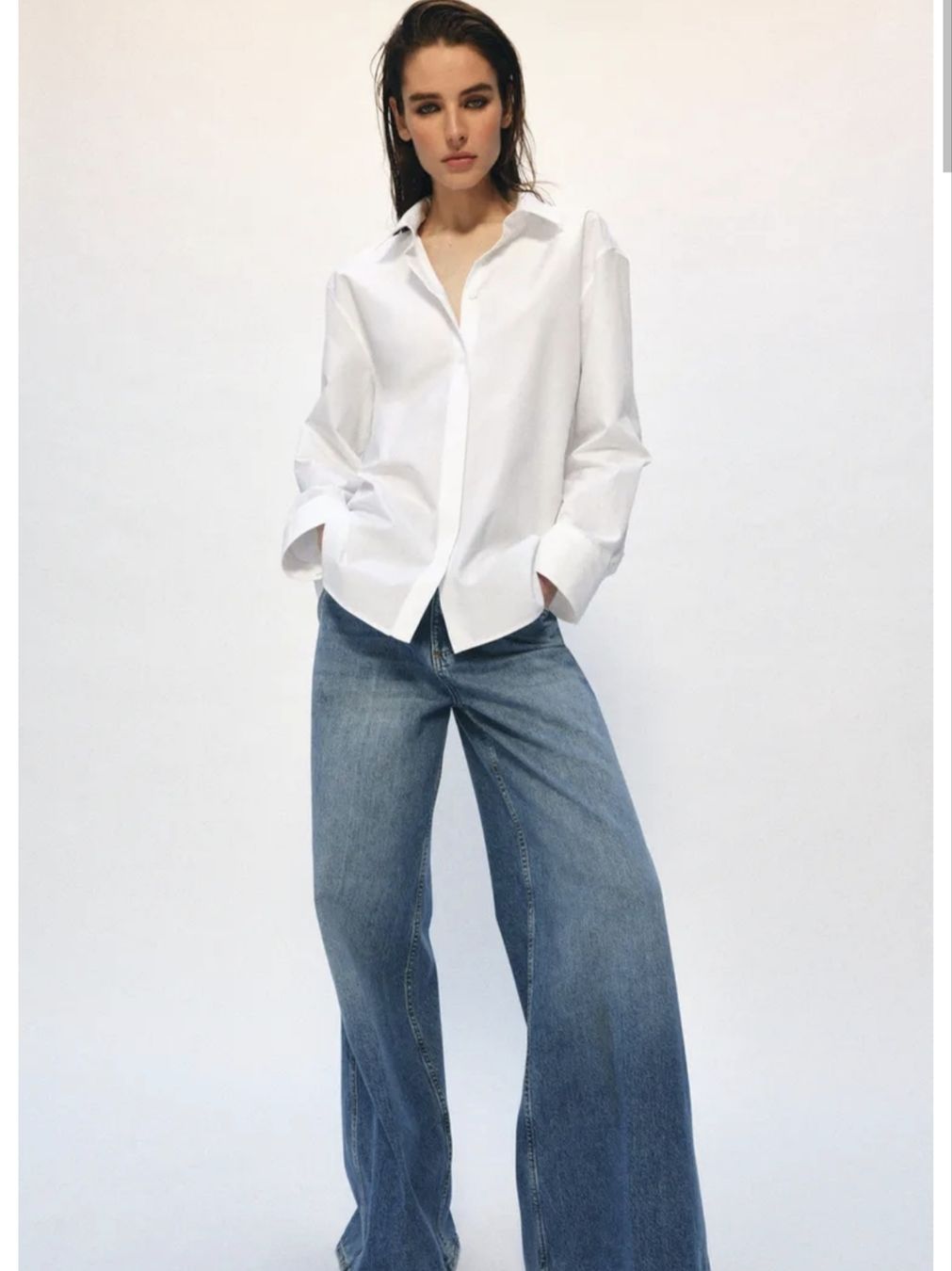 Zara Camicette: ZARA Basic Popelinehemd mit V-Ausschnitt – Nuovo (secondo la descrizione) da Wädenswil venduto da macik 1
