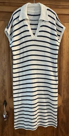 Strickkleid im Maritim-Look, Blau/Weiss, One Size, Neuwertig
