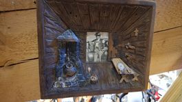 Holzschnitzerei Wandbild Alpaufzug Motiv gebraucht