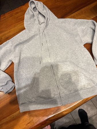 Sweatjacke mit Kapuze grau Reissverschluss  Grösse M