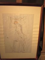 Dessin Jacques Ulrich 1982 femme encadré bon état