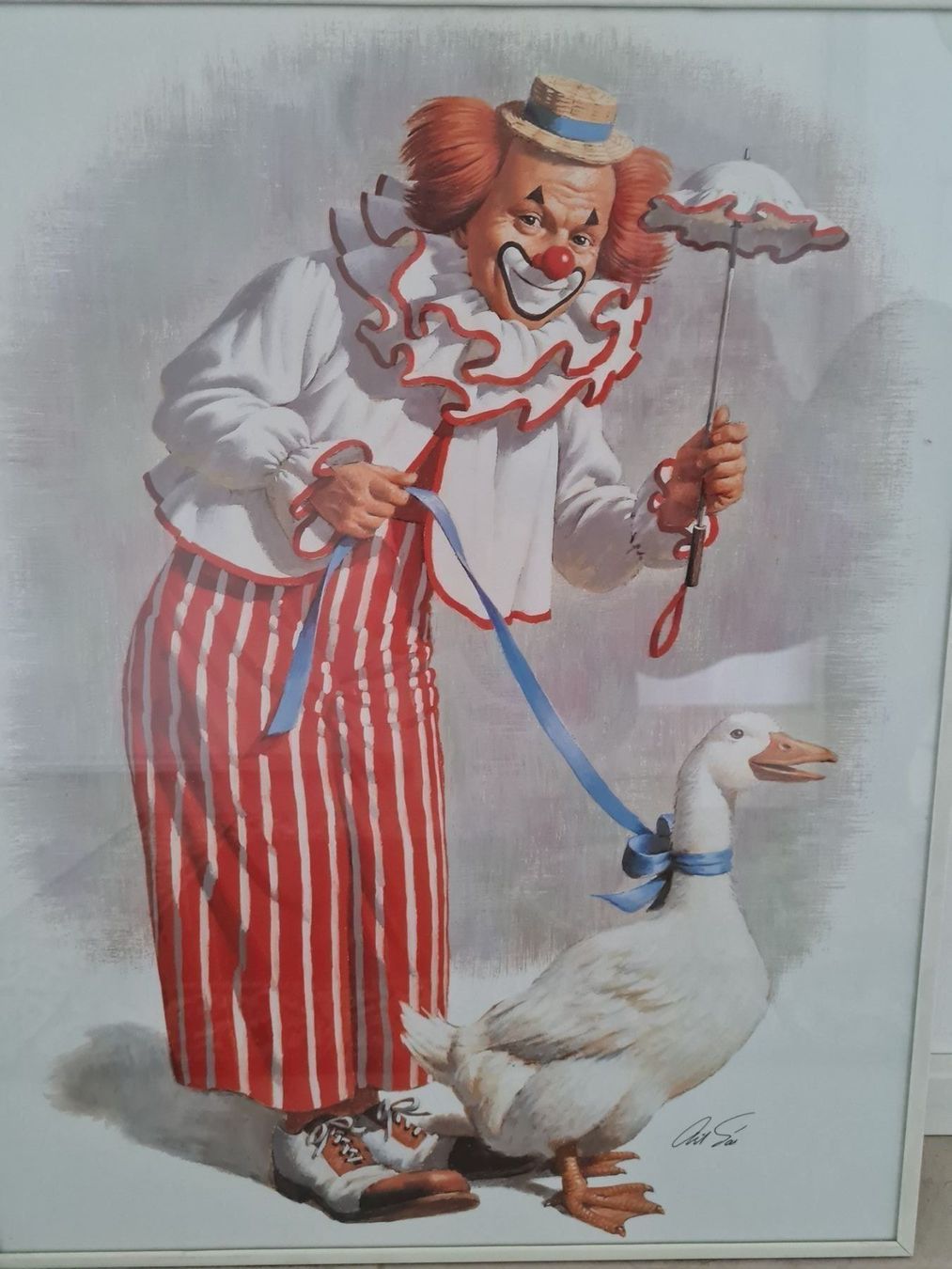 Posters & Illustrations: BILD LUSTIGER CLOWN MIT GANS – D'occasion à Steg im Tösstal par goldlionfree 1