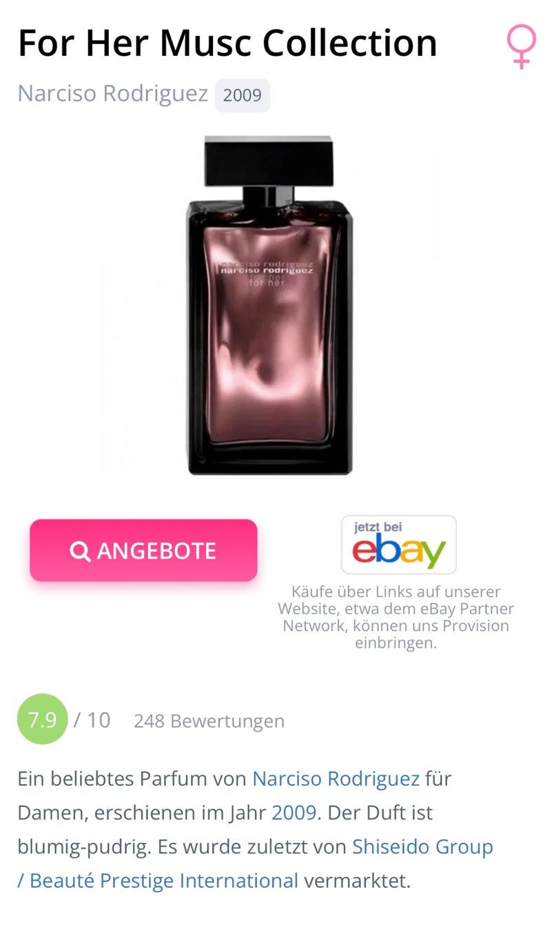 Rodriguez For Her Musc Noir Narciso Rodriguez Duftprobe Narciso