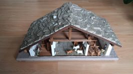 Bauernhof / Alphütte (Handarbeit, Echtholz + Stein) unikat