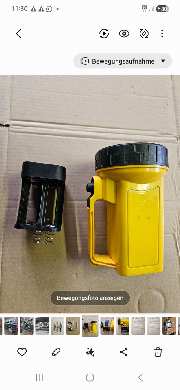 Lampen: Gelbe Handleuchte mit Batterieblock, Vintage Lampe. – Gebraucht aus Oberburg von znas 1