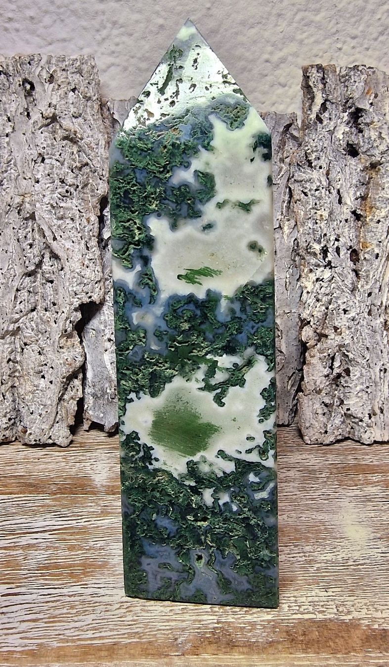 Mineralien & Heilsteine: Aktion: Moosachat Obelisk 17.5cm 670g – Neu (gemäss Beschreibung) aus Matzingen von  1