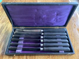 Antik GRIESHABER Obsmesser Messer Satz mit Schattulle
