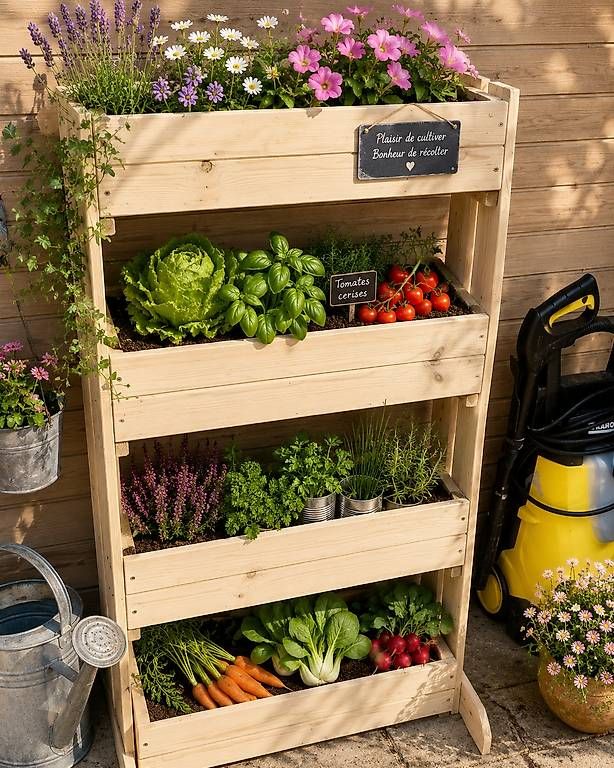 Pots de fleurs: vertikale Holz-Hochbeet mit 4 Ebenen – D'occasion à Lütisburg par nab_282j
