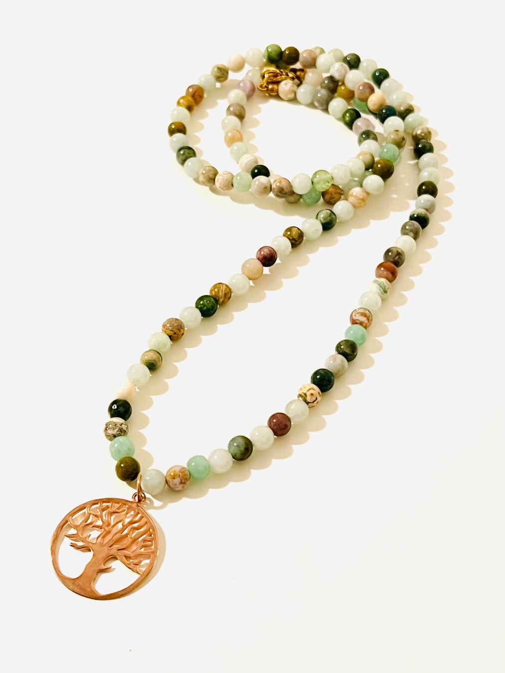 Catenine: Moss Agate Necklace Rose Gold Plated Silver – Nuovo e nell'imballaggio originale da Rüschlikon venduto da topswissvintage