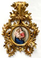 Bemalte Porzellanplakette in florentinischem Rahmen*VINTAGE*