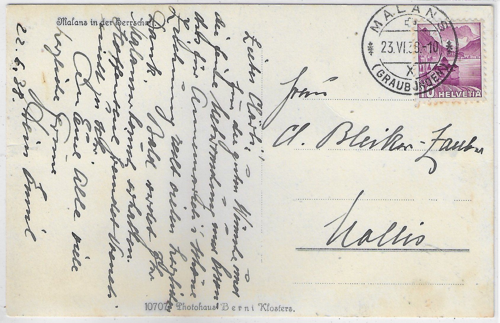 Cartoline postali: Malans in der  Herrschaft – Usato da Ettingen venduto da Kartenplanet 1